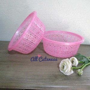 2 Pink Storage Baskets